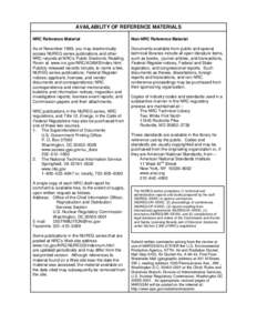 Availability of Reference Matierals