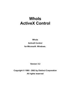 WhoIs ActiveX Control WhoIs ActiveX Control for Microsoft Windows