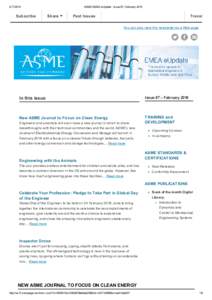 Subscribe ASME EMEA eUpdate ­ Issue 87, February 2016