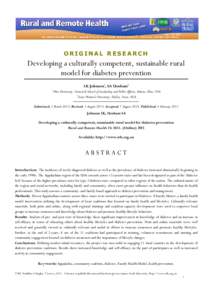 ORIGINAL RESEARCH  Developing a culturally competent, sustainable rural model for diabetes prevention LK Johnson1, SA Denham2 1