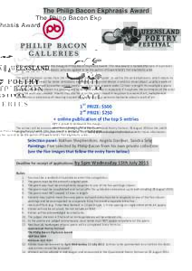 The Philip Bacon Ekphrasis Award  ! !