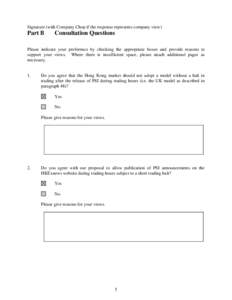 QUESTIONNAIRE ON INTRODUCTION OF A T+2 FINALITY ARRANGEMENT FOR CCASS MONEY SETTLEMENT