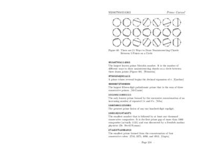 Prime Curios! Figure 60. There are 21 Ways to Draw Nonintersecting Chords Between 5 Points on a Circle