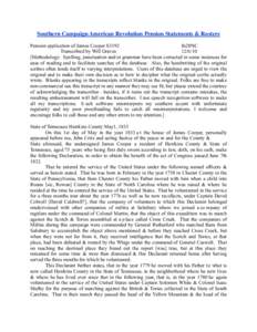 Southern Campaign American Revolution Pension Statements & Rosters Pension application of James Cooper S3192 fn28NC Transcribed by Will Graves[removed]Methodology: Spelling, punctuation and/or grammar have been correcte