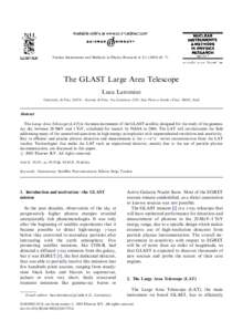 ARTICLE IN PRESS  Nuclear Instruments and Methods in Physics Research A[removed]–71 The GLAST Large Area Telescope Luca Latronico