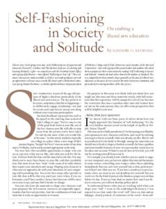 Self-Fashioning in Society and Solitude On crafting a liberal-arts education