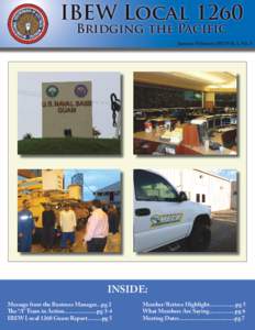 IBEW Local 1260 Bridging the Pacific January/February 2012 Vol. 1. No. 3  INSIDE: