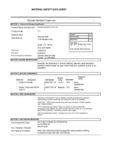 MATERIAL SAFETY DATA SHEET  Chloride Standard 5.0 ppm w/w SECTION 1 . Product and Company Idenfication  Product Name and Synonym: