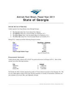 Amtrak Fact Sheet, Fiscal Year[removed]State of Georgia