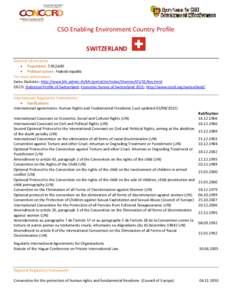 CSO Enabling Environment Country Profile SWITZERLAND General Information  Population: 7,952,600  Political system: Federal republic For more information: