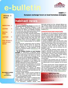e-bulletin ISSUE 7 HABITACT European exchange forum on local homeless strategies