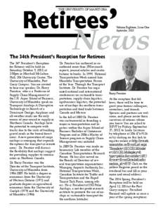 Retirees’ THE UNIVERSITY OF MANITOBA News Volume Eighteen, Issue One September, 2013