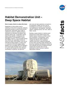 Habitat Demonstration Unit Fact Sheet