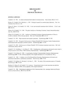 BIBLIOGRAPHY OF FRANK B. CRANDALL JOURNAL ARTICLES Crandall, F. B[removed]An improved diamond knife holder for ultramicrotomy. Stain Technol[removed]): 34-35.