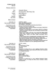 CURRICULUM VITAE PERSONAL INFORMATION Name Address