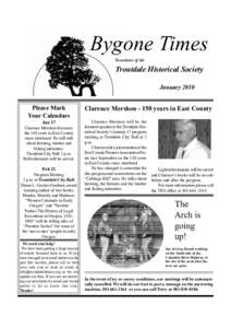 Bygone Times Newsletter of the Troutdale Historical Society January 2010