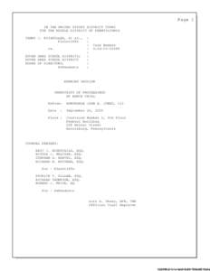 Page 1 IN THE UNITED STATES DISTRICT COURT FOR THE MIDDLE DISTRICT OF PENNSYLVANIA TAMMY J. KITZMILLER, et al., Plaintiffs vs.