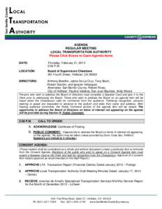 AGENDA REGULAR MEETING LOCAL TRANSPORTATION AUTHORITY Please Click Boxes to Open Agenda Items DATE: