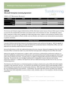 SESA Microsoft Enterprise Licensing Agreement[removed]BIENNIAL BUDGET Request