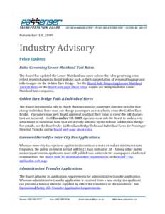 November 18, 2009     Industry Advisory   