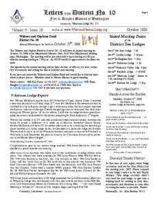 Letters from District No. 10  Page 1 Free & Accepted Masons of Washington Published by: Whatcom