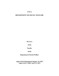 UCLA DEPARTMENT OF SOCIAL WELFARE By-Laws of the Faculty