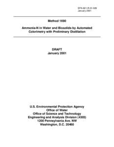 Method 1690: Ammonia-N in Water and Biosolids by Automated Colorimetry with Preliminary Distillation