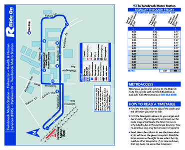 93 To Twinbrook Metro Station MONDAY THROUGH FRIDAY State highway  Federal highway