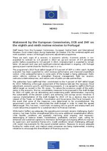 EUROPEAN COMMISSION  MEMO Brussels, 3 October[removed]Statement by the European Commission, ECB and IMF on