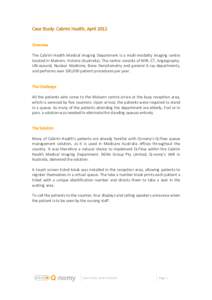 Case Study: Cabrini Health, April 2012        Overview   