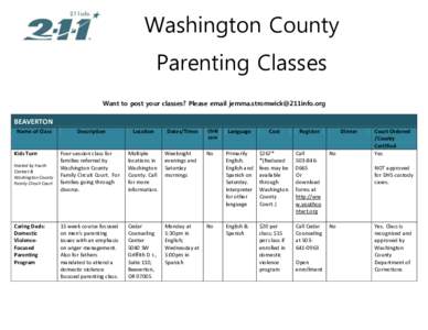 Washington County Parenting Classes[removed]Want to post your classes? Please email [removed]