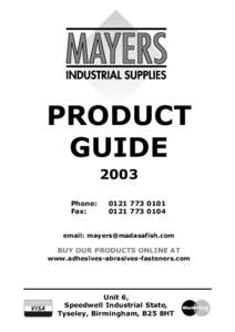 PRODUCT GUIDE 2003 Phone: Fax: