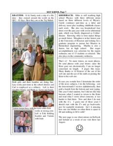KEF KRIER, Page 7 KRATZER: Al & Sandy took a trip of a life time - they cruised around the world on the QE2 - 92 days. Here they are at the Taj Mahal.  KREBSBACH: Mike is still teaching high