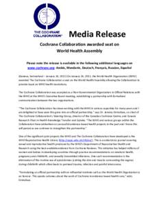 Microsoft Word - WHO Partnership media release WEB 24-Jan-2011