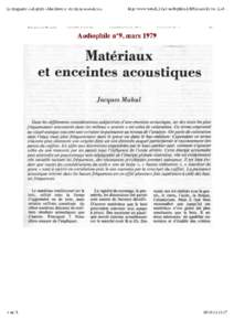 Le magazine audiophile -Matériaux et enceintes acoustiques  /\ m » i ; - c ; .