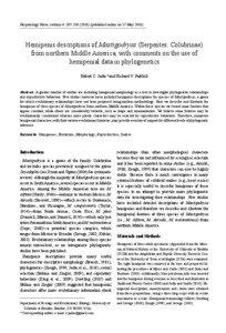 Herpetology Notes, volume 4: [removed]published online on 27 May[removed]Hemipenis descriptions of Mastigodryas (Serpentes: Colubrinae)