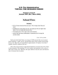 U.S. Fire Administration  TOPICAL FIRE RESEARCH SERIES Volume 2, Issue 9 October[removed]Rev. March 2002)