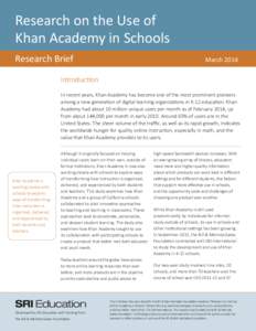 Research on the Use of Khan Academy in Schools Research Brief March 2014