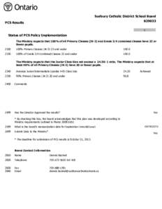 Num  Sudbury Catholic District School Board B29033  PCS Results