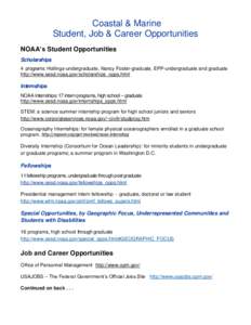 coastal & marine student and career opportunities