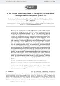 Quarterly Journal of the Royal Meteorological Society  Q. J. R. Meteorol. Soc[removed]In situ aerosol measurements taken during the 2007 COPS field campaign at the Hornisgrinde ground site