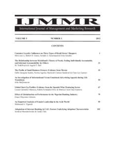 IJMMR International Journal of Management and Marketing Research VOLUME 5  NUMBER 1