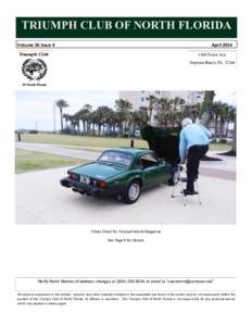 TRIUMPH CLUB OF NORTH FLORIDA Volume 26 Issue 4 AprilForest Ave. Neptune Beach, Fla 32266