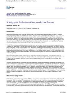 Scintigraphic Evaluation of Neuroendocrine Tumors  Page 1 of 13 www.medscape.com