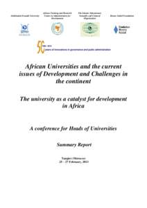 Abdelmalek Essaâdi University  African Training and Research Centre in Administration for Development