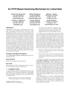 An HTTP-Based Versioning Mechanism for Linked Data Herbert Van de Sompel Robert Sanderson  Michael L. Nelson