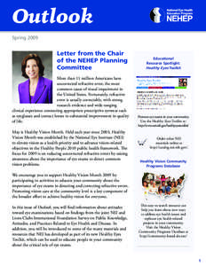 Outlook Spring 2009 Letter from the Chair of the NEHEP Planning Committee