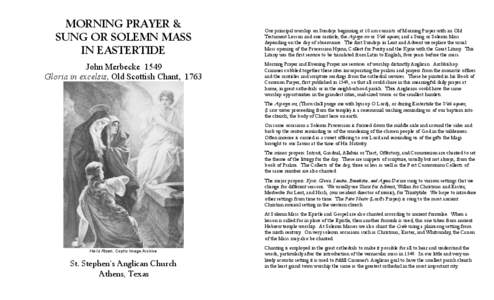 MORNING PRAYER & SUNG OR SOLEMN MASS IN EASTERTIDE :John  Merbecke 1549