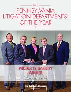 L to R: James D. Pagliaro, Eric Kraeutler, Victoria Miller, J. Gordon Cooney Jr. and John P. Lavelle Jr.  Photo by Nanette Kardaszeski. Products Liability Winner