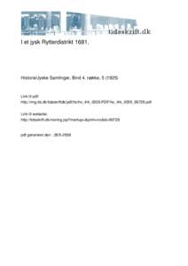 I et jysk Rytterdistrikt[removed]Historie/Jyske Samlinger, Bind 4. række, [removed])